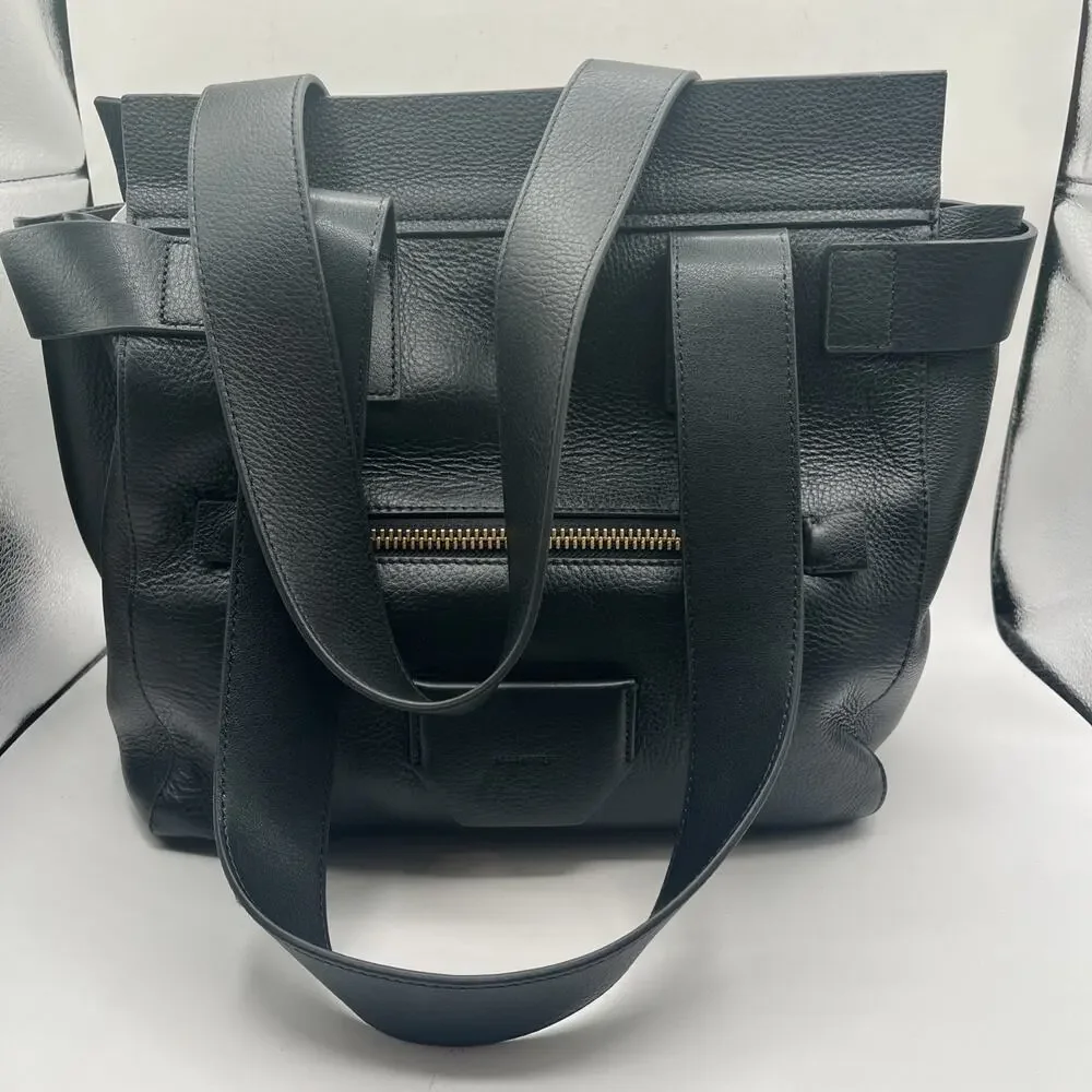 All Saints Women's Black Tote Bag Gold Hardware PEREZ LEATHER SHOULDER BAG NWT